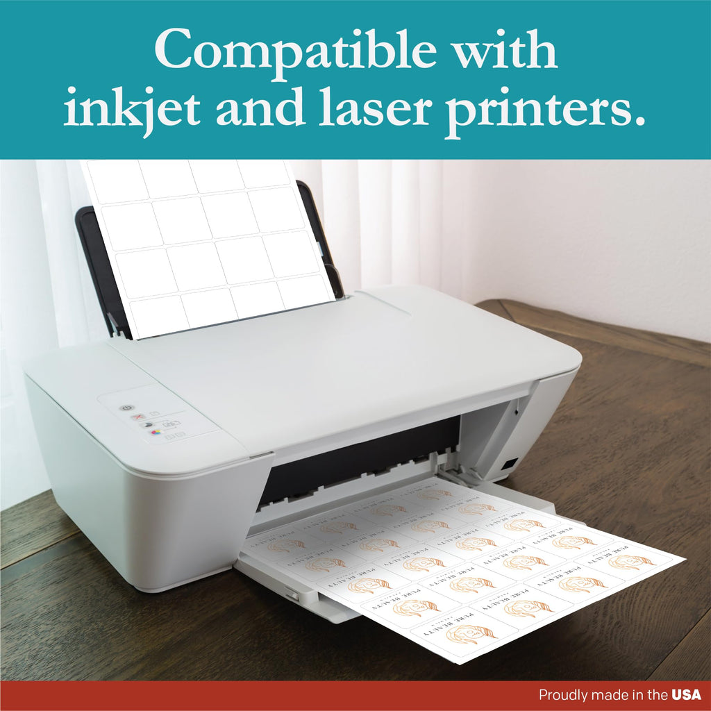 Premium Label Supply White Sticker Square Labels – 2" x 2" – Laser/Inkjet Compatible – (20 per Sheet), 100 Sheets – 2000 Total Adhesive Labels 2000 Labels