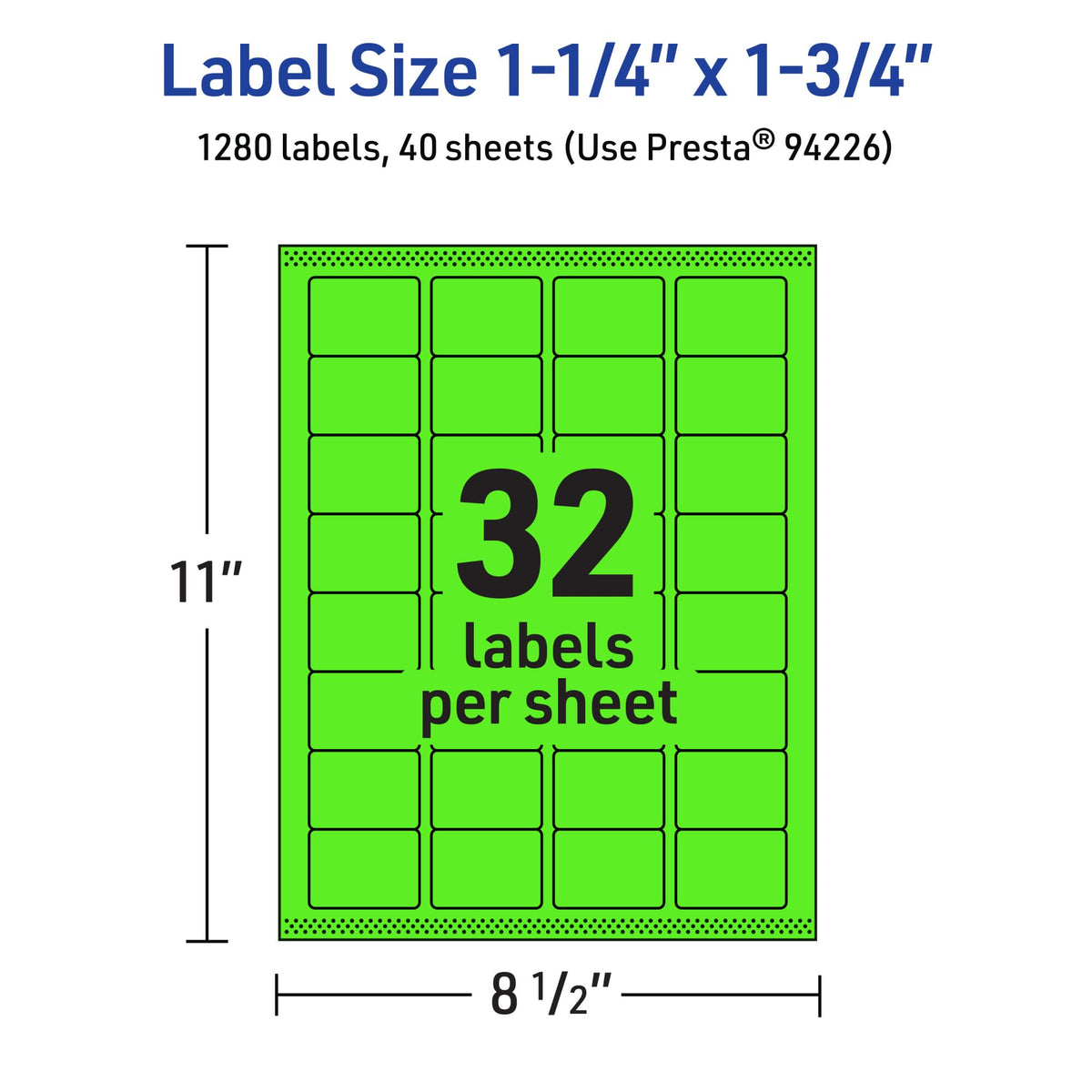 Avery Printable Rectangle Labels, Sure Feed Technology, 1-1/4" x 1-3/4", Neon Green Labels, Laser/Inkjet Printable, 1,280 Total, Great for Jars and More 1,280 labels