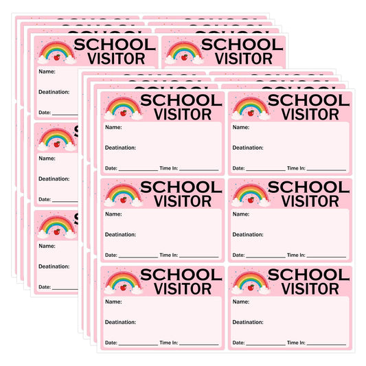 3.5" x 2.5" School Visitor Pass Sticker Self Adhesive Visitor Name Tag Badge Labels 2 Colors Visitor Identification Labels for School, Daycare, Hospital, Clinic, Museum, Business 200 PCS (Pink) Pink