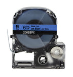Epson LABELWORKS 206BBPX Label Tape - Black on Blue - 1/4" (6mm), 30ft