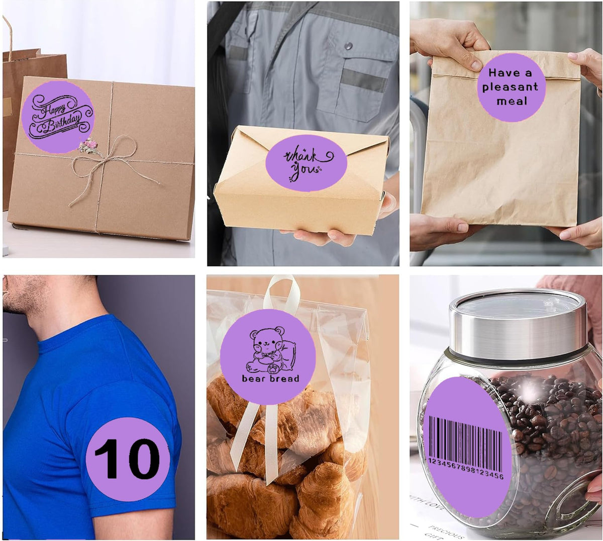 4 Inch Large Purple Circle Thermal Labels, 300 Labels/Roll,Self-Adhesive Round Inventory Stickers, Multi-Purpose Round Roll Thermal Printing Stickers for Business and Domestic Use 4 inch