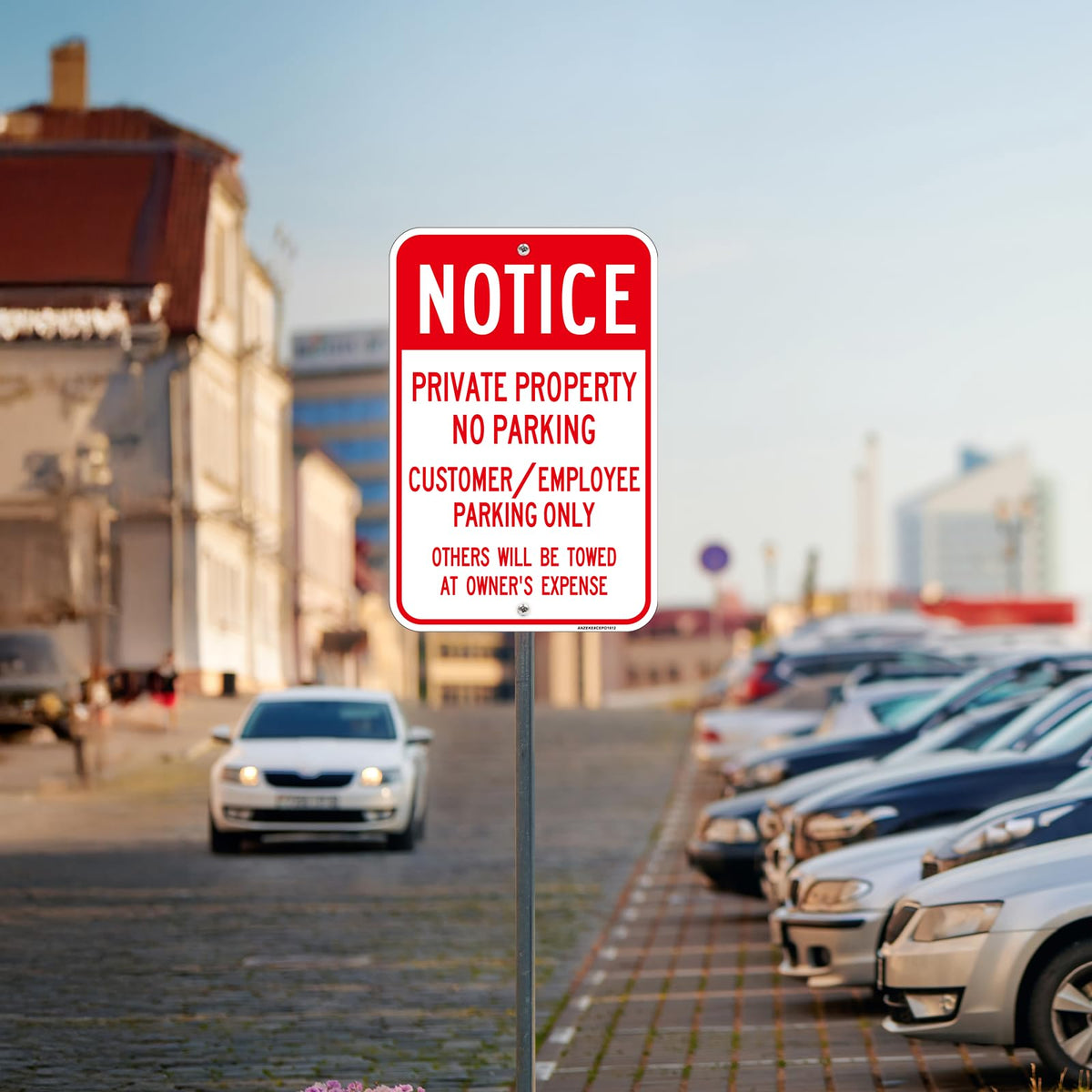 （2Pack）Large “Notice - Private Property No Parking, Customer/Employee Parking Only” Metal Sign, 18"x12"Engineer Grade Reflective Aluminum, Rust Free, Fade/Weather Resistant, UV Protected, Easy Mounting