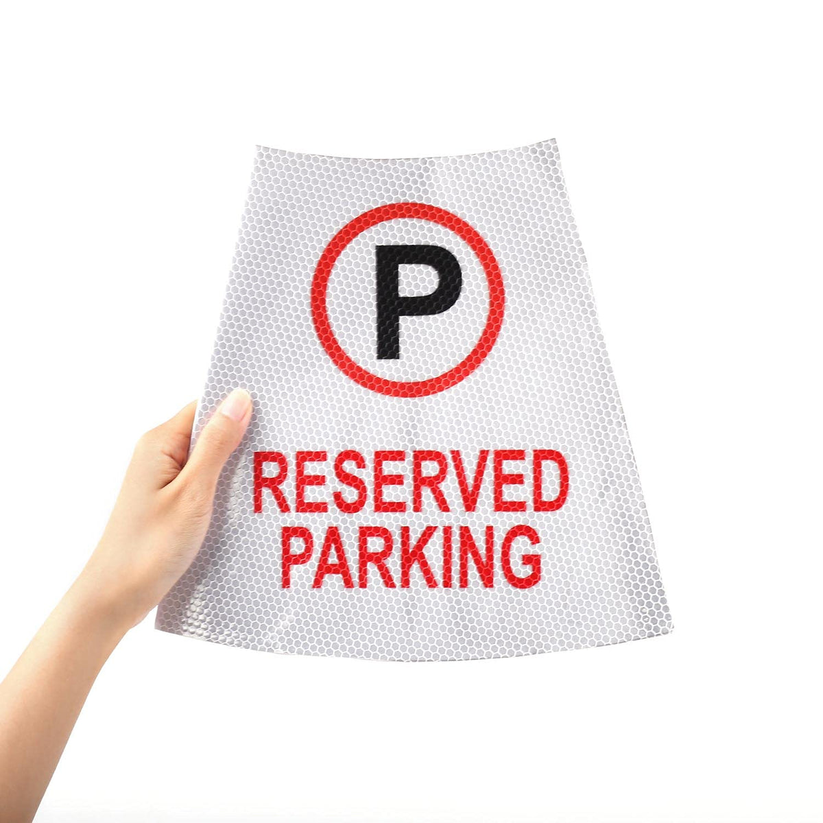 BATTIFE 4 Pack Adhesive Reserved Parking Reflective Traffic Cone Stickers