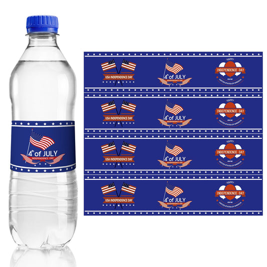 120PCS 4th of July Decorations Water Bottle Labels, 8.7" x 2" Fourth of July Accessories Water Labels,4th of July Stickers for American Independence Day, Labor Day