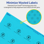 Avery Printable Round Labels, Sure Feed Technology, 1-2/3" Diameter, Bright Blue Labels, Print-to-The-Edge, Laser/Inkjet Printable, 400 Total, Great for Stickers and Candles 400 Labels