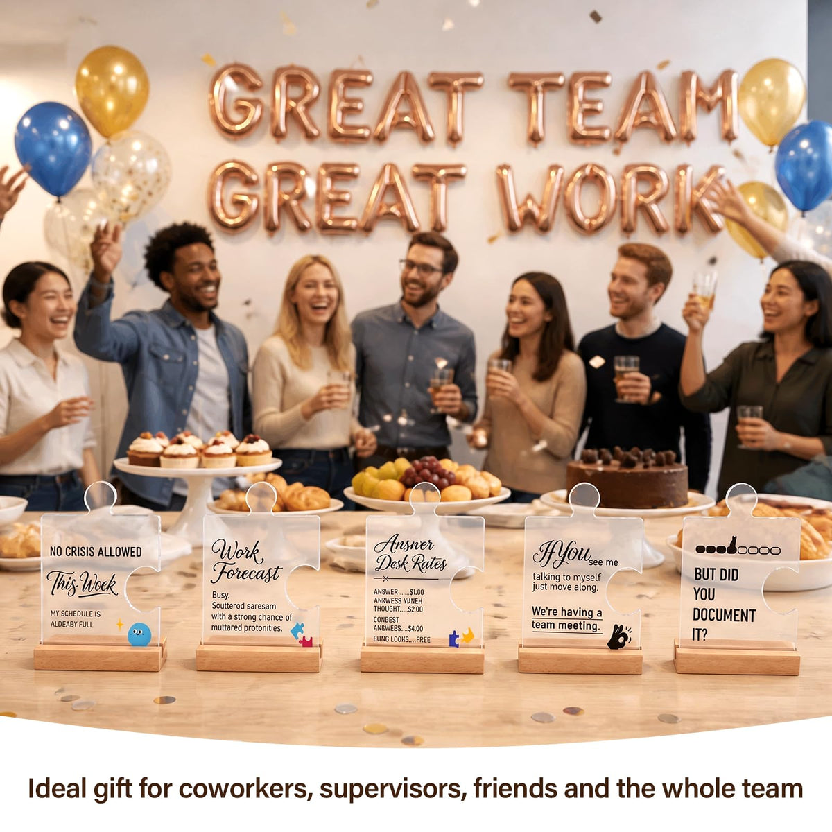 But did you document it 10 Pack different Employee Appreciation Gifts Bulk, Acrylic Puzzle Piece Desk Sign with Wooden Base - Funny Office Desk Decor, Thank You Gifts for Coworkers