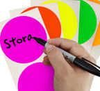 ChromaLabel 3-inch round color-coding labels with fluorescent dots for warehouse inventory, high visibility, 100 stickers per pack.