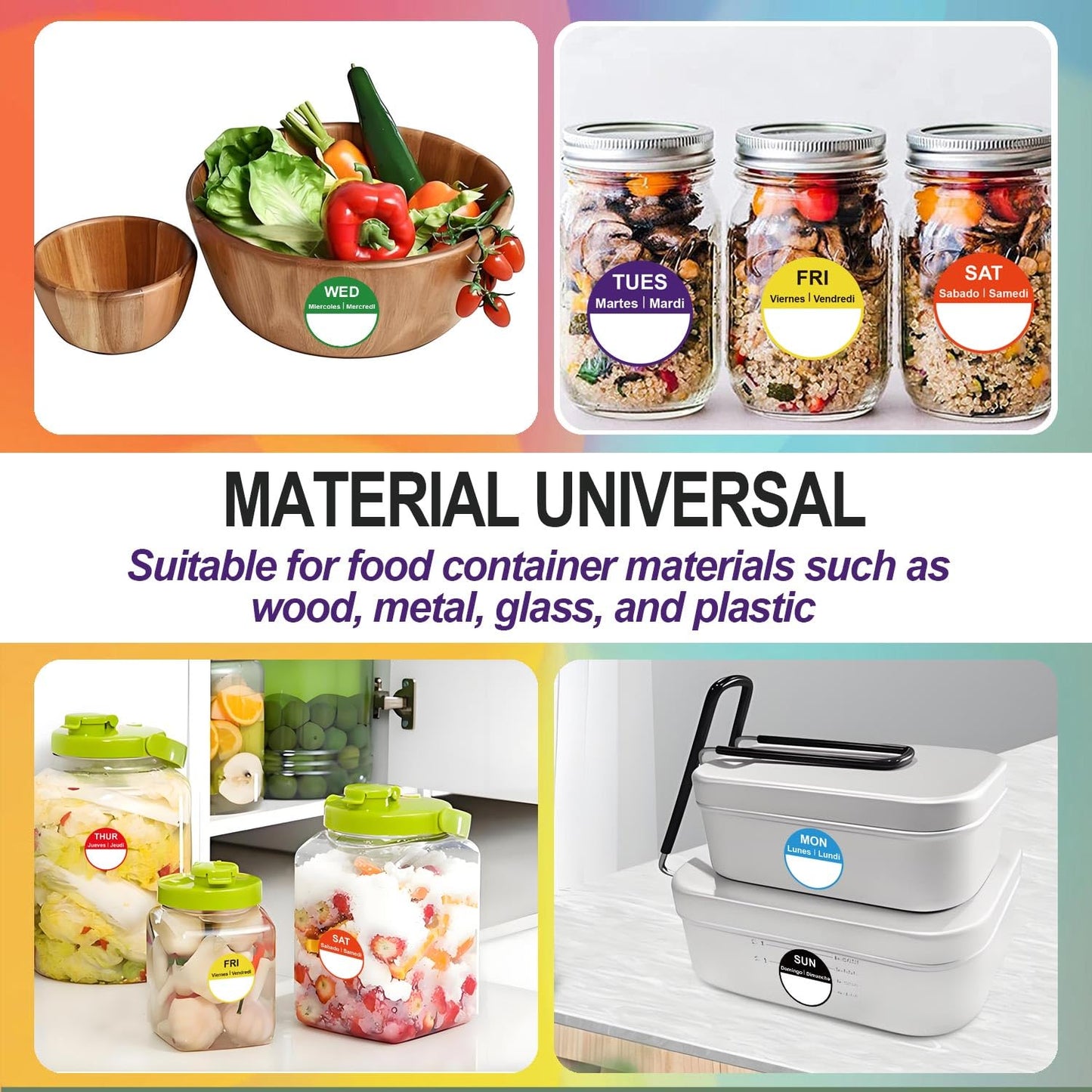 7 Days of The Week Labels 1 Inch Color Coding Food Rotation Labels - Self Adhesive Mon, Tue, Wed, Thurs, Fri, Sat Sun Day Label 700 Pcs Day Stickers