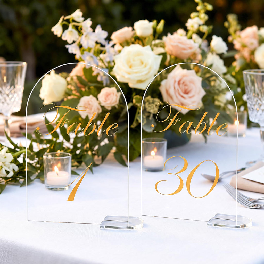 Arch Wedding Table Numbers 1-30 with Stands, 6"×4"Gold Table Numbers