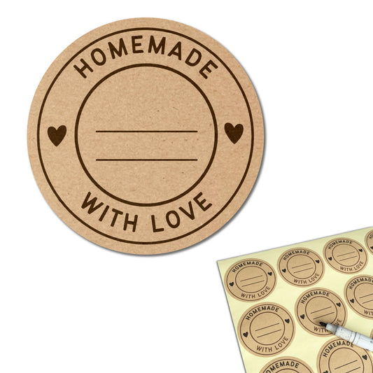 300 Pieces, 2" - Homemade with Love Stickers, Canning Labels for Jars to Write On 300 Pieces