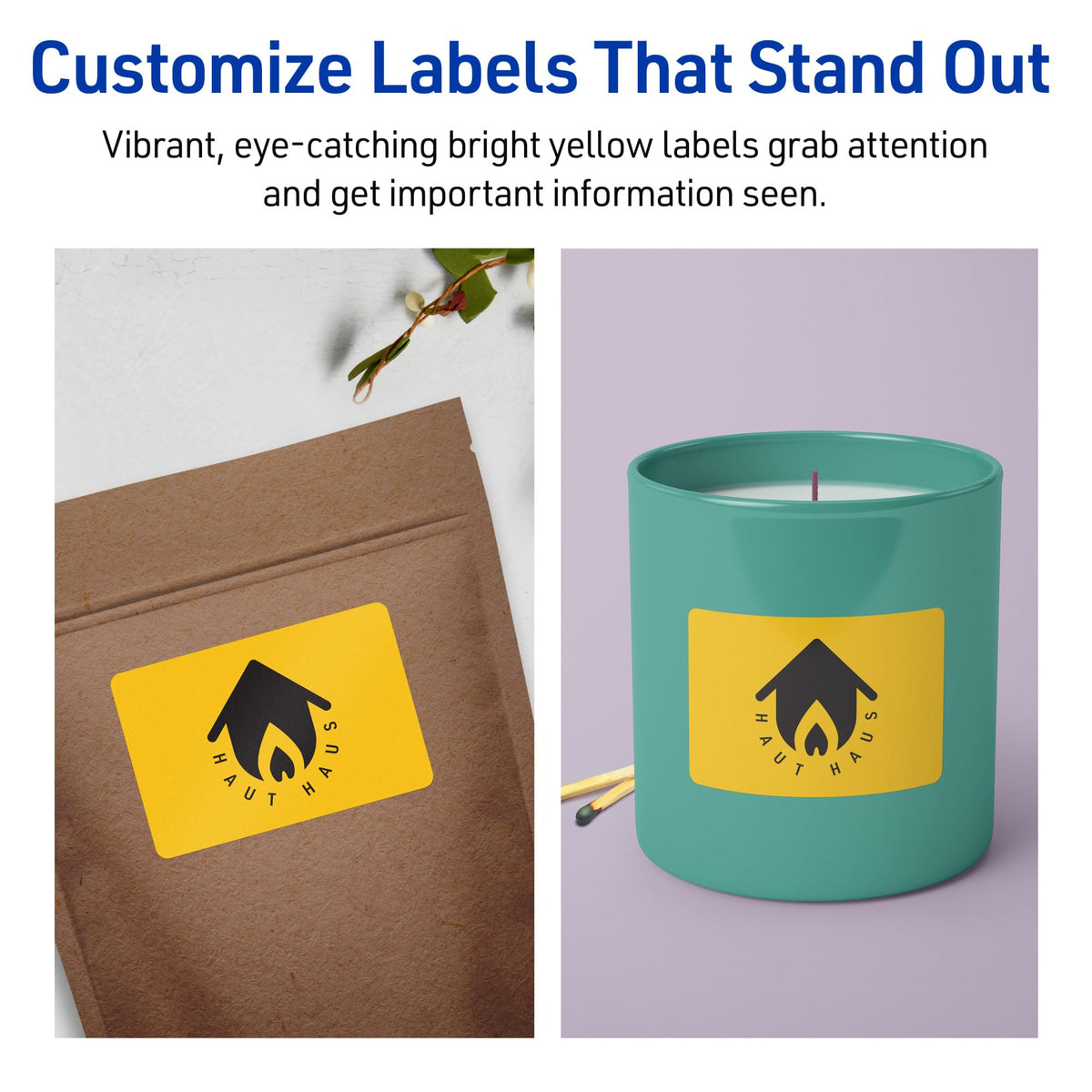 Avery® Printable Rectangle Labels, Sure Feed® Technology, 2" x 3-1/2", Bright Yellow Labels, Print-to-The-Edge, Laser/Inkjet Printable, 320 Total, Great for Mailing and Candles 320 labels