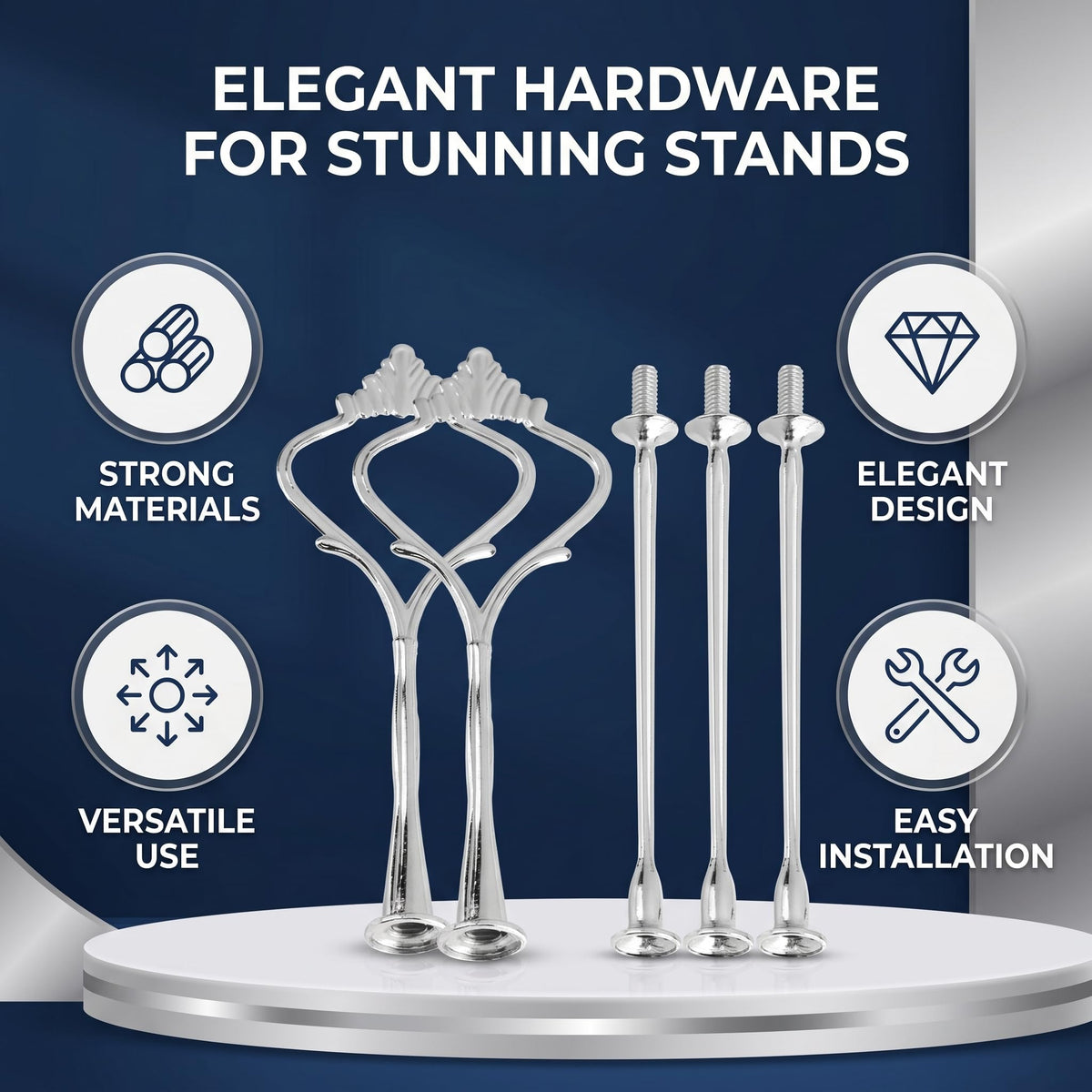 Sturdy 2 Tier Cake Stand Handle, 3 Set