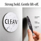 Dishwasher Magnet Clean Dirty Sign, 3.54 Inch Reversible Clean Dirty Magnet for Dishwasher, Waterproof Double Sided Black White Marble Indicator, Kitchen Accessories, 1 Pack
