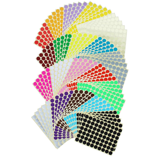 7000 Count 3/4" Round Dot Stickers Color Coding Labels, 20 Colors, 100 Sheets