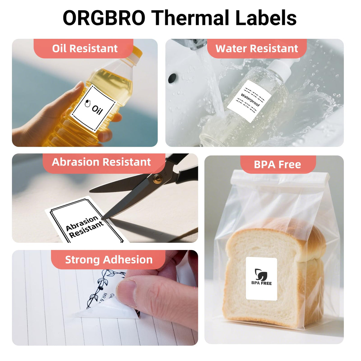 Universal Thermal Labels for 2&3 Inch Label Printers, 50×80mm, White 1.96"x3.15"