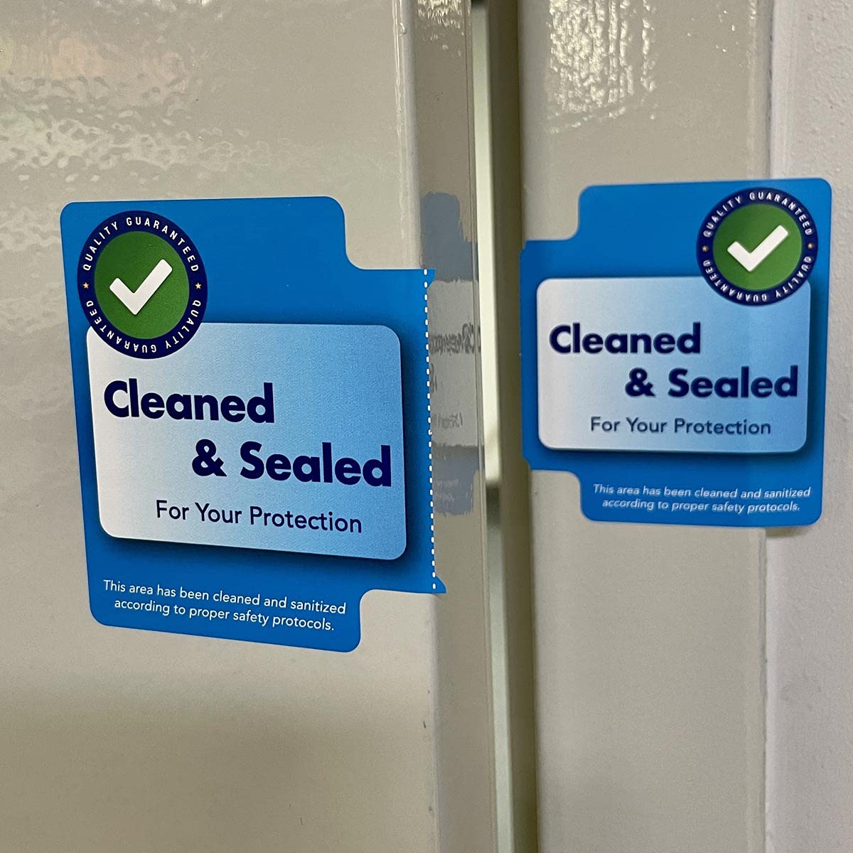 Cleaned and Sealed Tamper Door Seal Labels 2.875 x 5 Inch 500 Total Labels