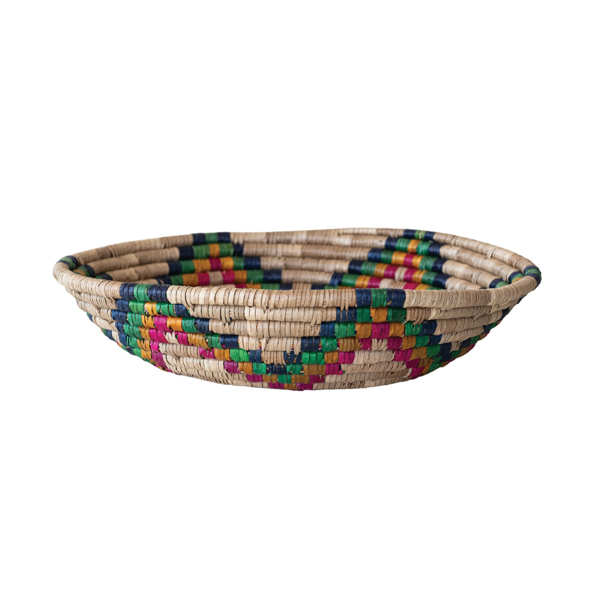 Creative Co-Op Hand-Woven Seagrass Basket with Star, Natural and Multicolor