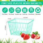 100 Pcs Pint Size Plastic Berry Baskets Green Open Weave 100