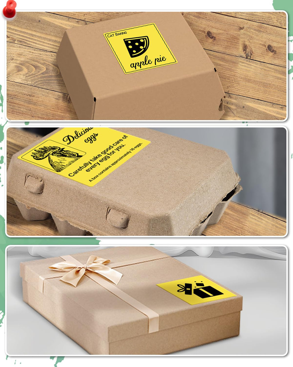 3"x3" Square Thermal Labels Stickers, Yellow, 500 Sheets/Roll