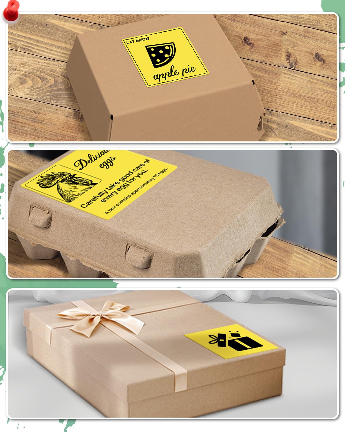 3"x3" Square Thermal Labels Stickers, Yellow, 500 Sheets/Roll