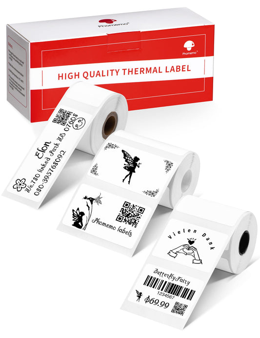 Phomemo Labels Set, M220 M110 M221 M120 M200 Label Maker Tape,Black on White Thermal Paper Self-Adhesive Stickers, Include 1.57'' x 1.18'',1.96'' x 1.18'',1" x 2-5/8" 1.57'' 1.18'' ( 40 x 30mm)