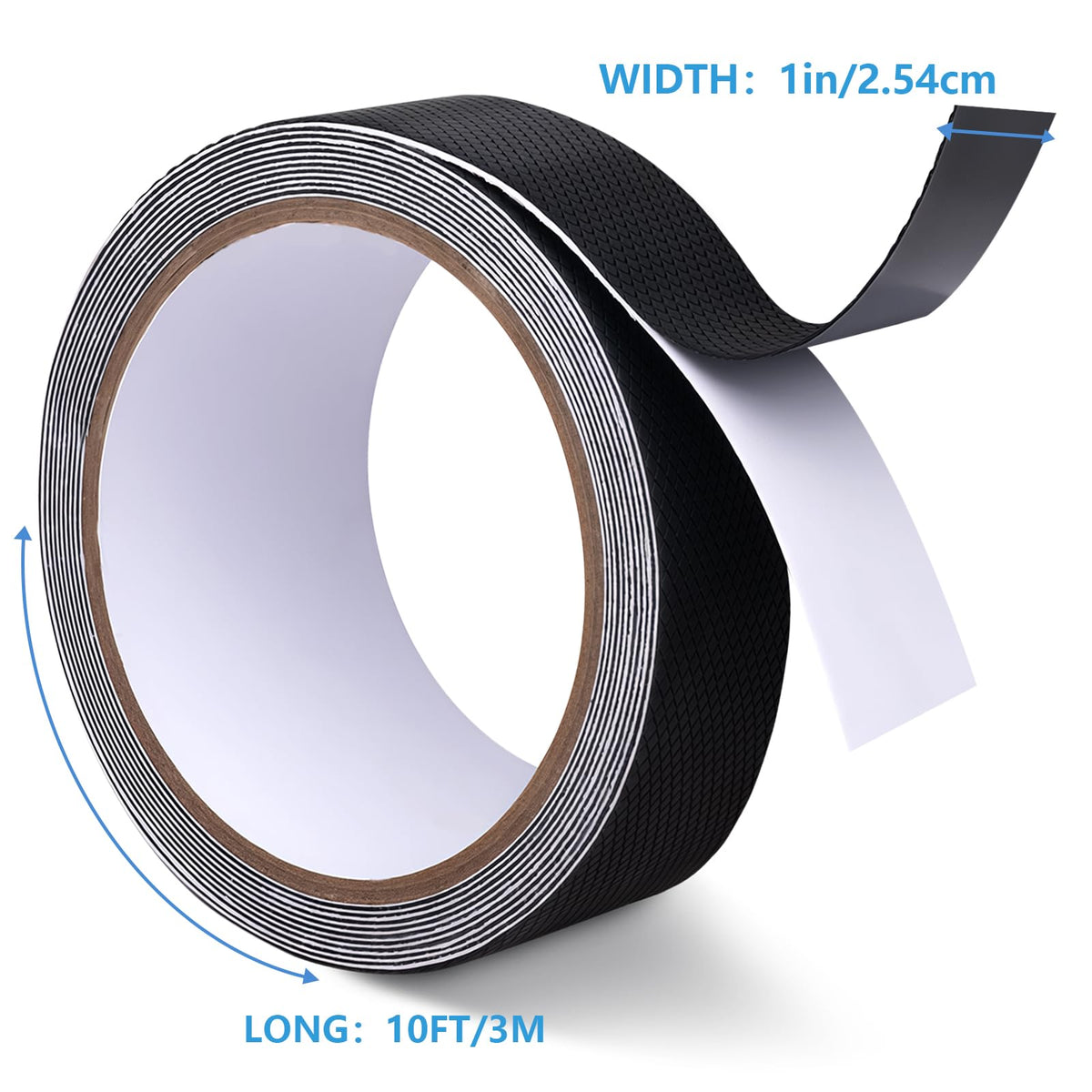 Rubber Grip Tape for Handles, Ultra-Thin Strong Adhesive Non-Slip Tape, Waterproof Heat Resistant Cushion Pad, Versatile making Grip and comfort in hands(Black, 1In x 10Ft) 1in×10ft