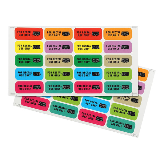 PATIKIL for Rectal Use Only Stickers 1.6x0.6", 200 Pcs in 2 Sheet Waterproof Funny Labels with Permanent Adhesive for Adults Humor Amusement Party Decoration, Colorful