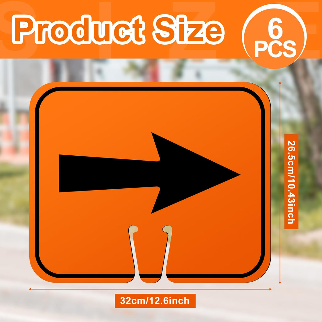 Geetery 6 Pcs Traffic Arrow Orange Detour Signs, Left & Right