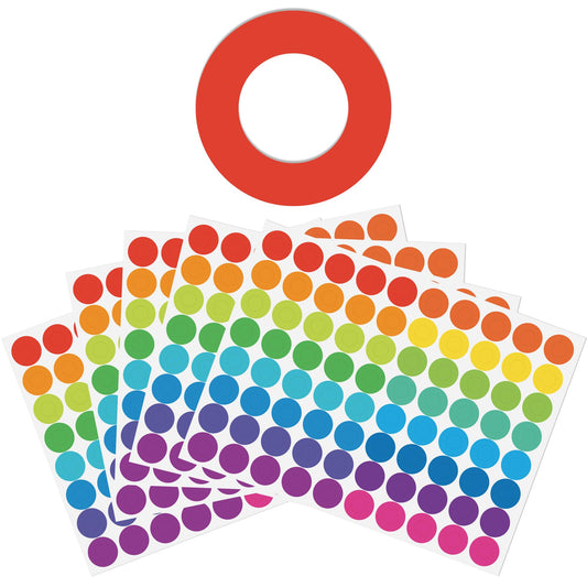 4000 PCS Paper Hole Reinforcement Stickers, Multi-Colors Self-Adhesive Hole Punch Reinforcement Labels Stickers for Loose-Leaf Paper Sheets, Outer 0.5”, Inner 0.25”, 16 Colors