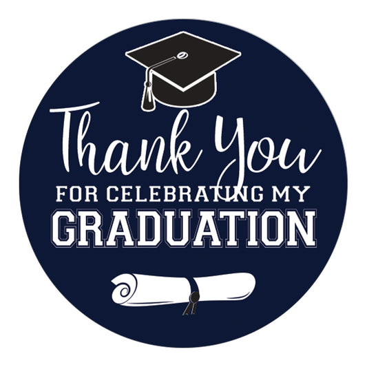 Navy Blue Graduation Thank You Favor Labels, Graduation Thank You Stickers 2025, 40 Count Navy Blue
