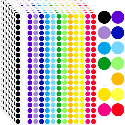2800 PCS 1/2" Dots Stickers, 14 Colors Small Circle Price Stickers for Garage Sale, Polka Round Color Coding Labels for Toddlers Classroom Office Kitchen Classification Papers 1/2 inch