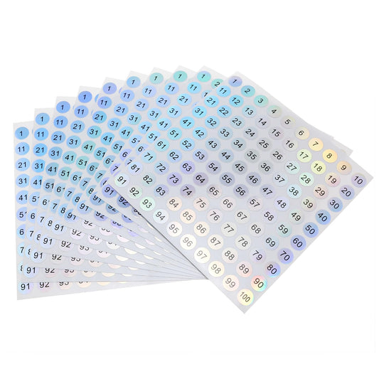 1-100 Serial Circular Laser Digital Sticker Number Stickers Self-Adhesive Label Sticker Diameter 10mm for Home School Office Decoration -10pcs
