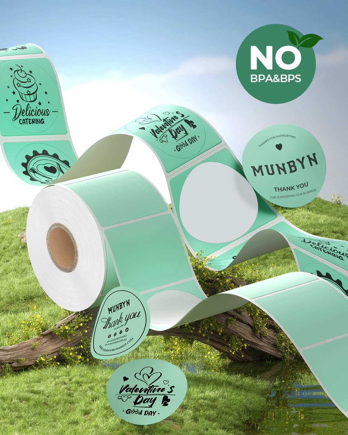 2" Green Circle Thermal Stickers 750 Labels/Roll+2" Round Thermal Labels 150 Labels/Roll