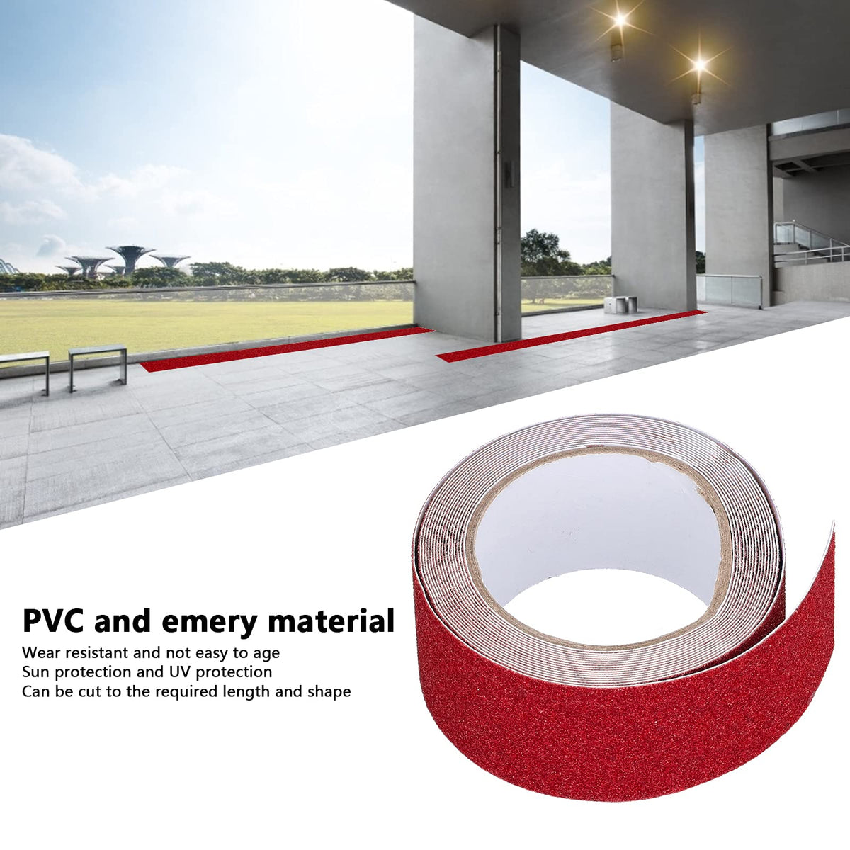 Tissting Anti Slip Grip Tape 2" x 16.4ft(Red) | Durable Adhesive Backing, Waterproof & Weatherproof, High-Traction Surface for Stairs, Ramps, Decks, Indoor/Outdoor Use Red