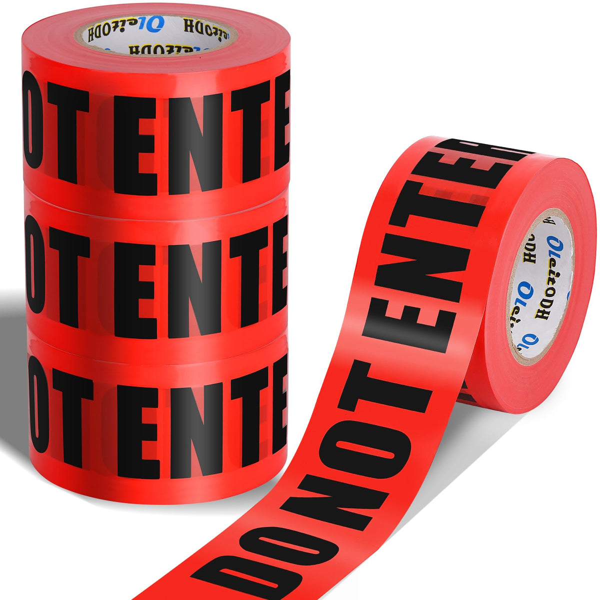 Oleitodh Red Do Not Enter Tape 4 Pack 3 inch X 1000 feet, Barricade Tape Bulk Bright Red with a Bold Black Print for High Visibility, Tear Resistant Design 3inch x 1000 ft Red-Danger