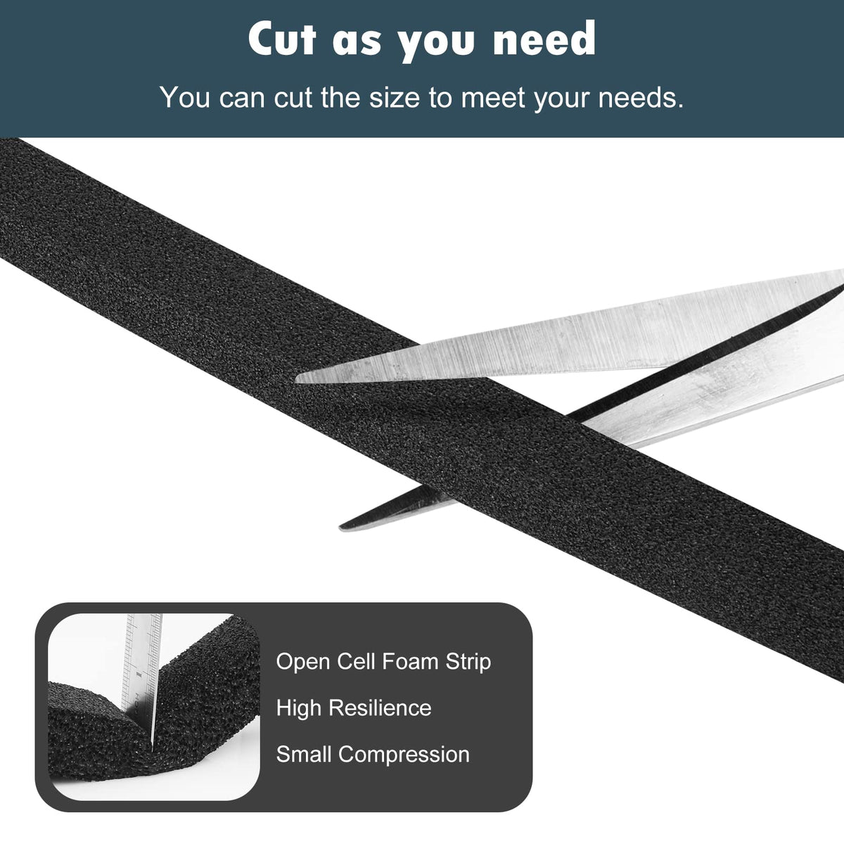 YIJUHOU Weather Stripping Door Seal Window Air Conditoner Insulation Foam Seal Tape Black Open Cell Door Seal Strip (2IN*1IN*6.5FT) 2IN*1IN*6.5FT