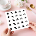 500Pcs Wedding Food Stickers Meal Stickers for Food Fish Lobster Crab Shrimp Stars Pattern 0.8 Inch Black Wedding Menu Indicator Decal Plastic Waterproof Label for Place Card Party Supplies Black-2