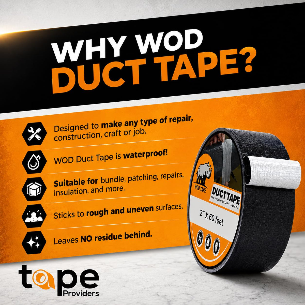 WOD Industrial Grade Sky Blue Duct Tape, 2.5 inch x 60 Feet