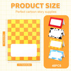 48pcs Cartoon Story Food Labels, Card Folded Table Place Labels