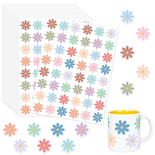 Whaline 1200Pcs Boho Colorful Daisy Stickers 12 Styles Retro Groovy Hippie Daisy Decals Beige Orange Brown Flower Self-Adhesive Label Stickers for Gifts Scrapbook Cups Bags Party Favor Accessories