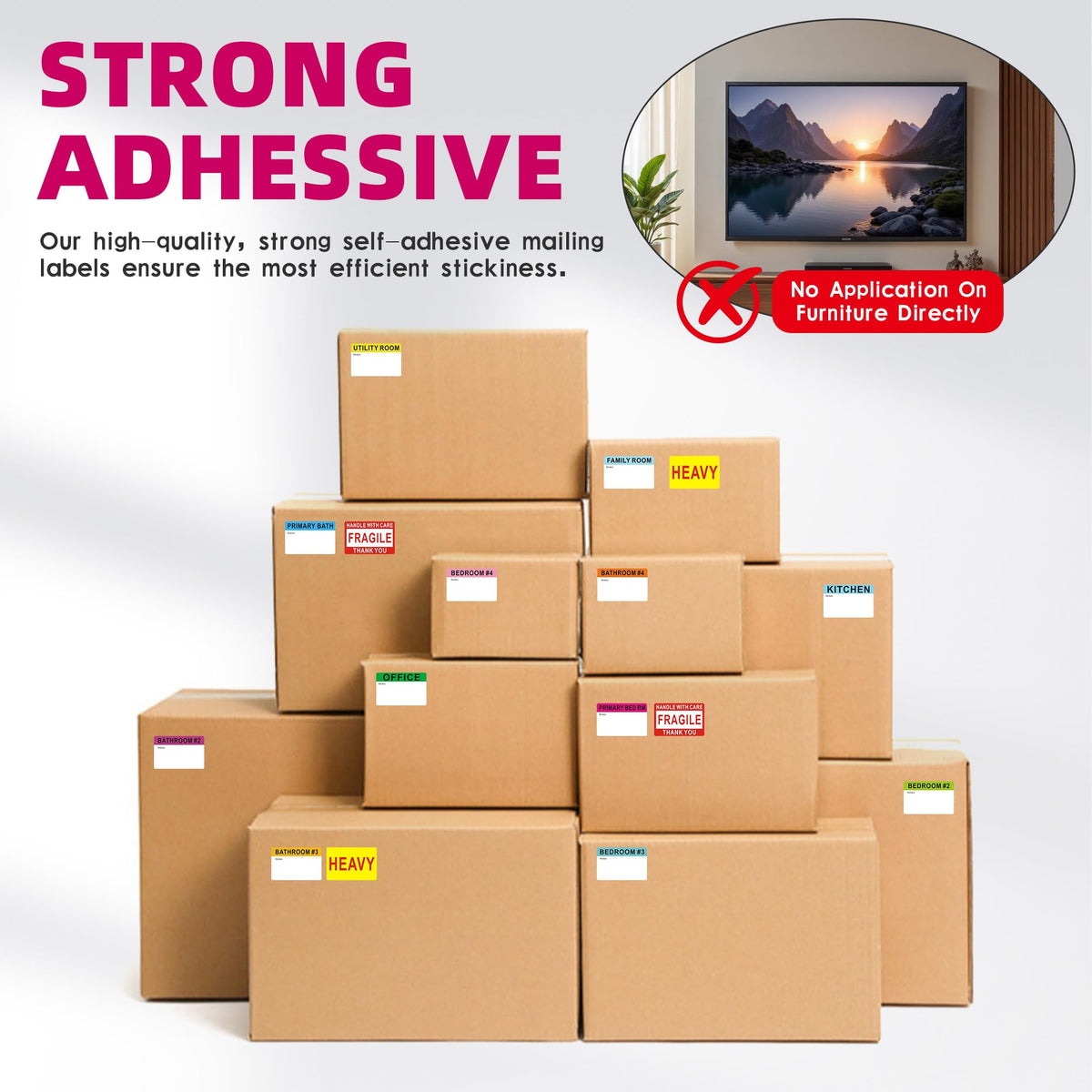 Color Coded Writable Moving Box Labels Household Packing Classification 1200