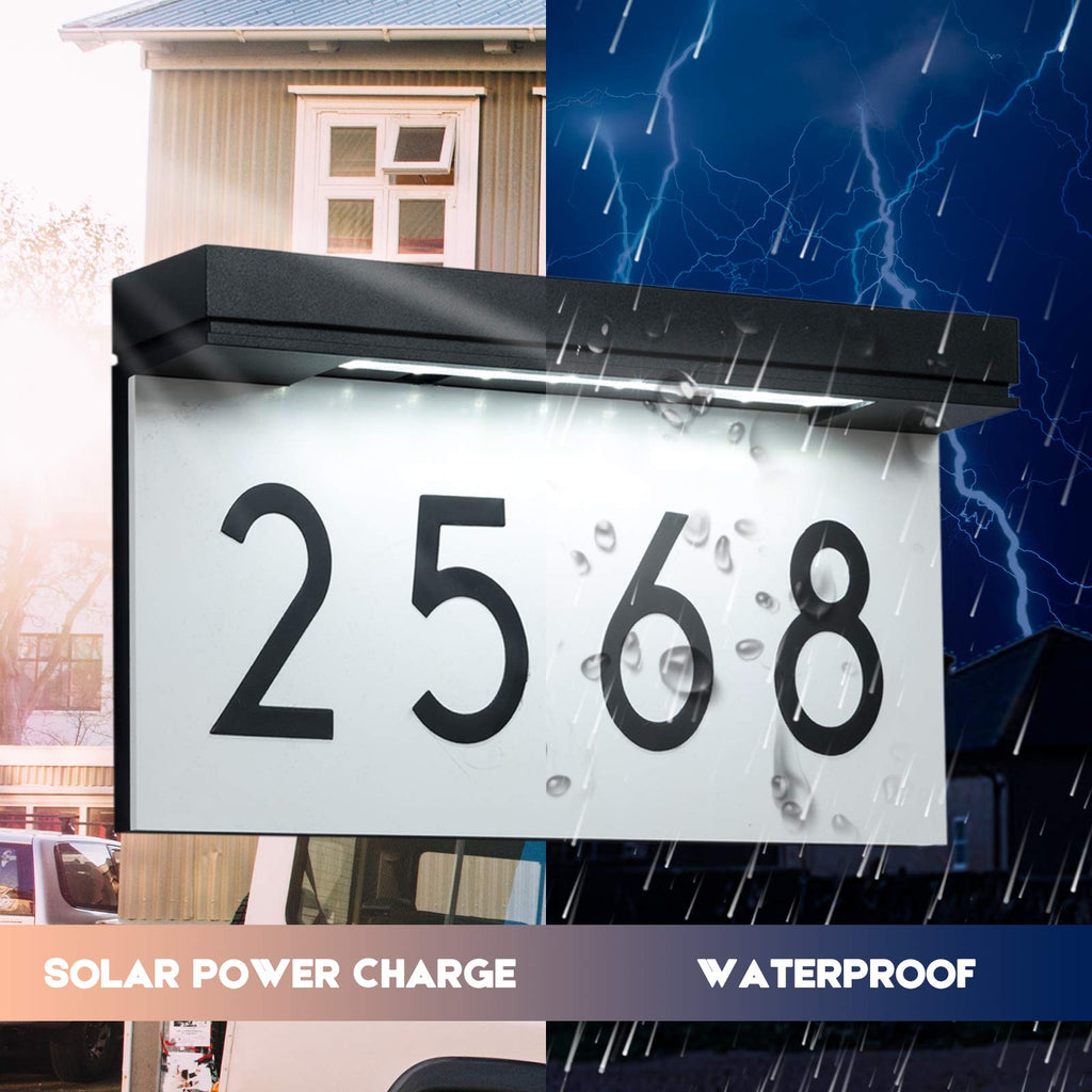 Solar House Numbers for Outside, Address Plaques for House Waterproof Daylight White