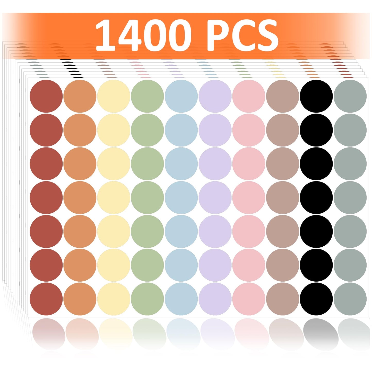 1400 Pcs Boho Rainbow Colored Dot Stickers, 3/4 Round Color Removable Coding Labels, 10 Boho Color Circle Lable Sticker for Office, Classroom