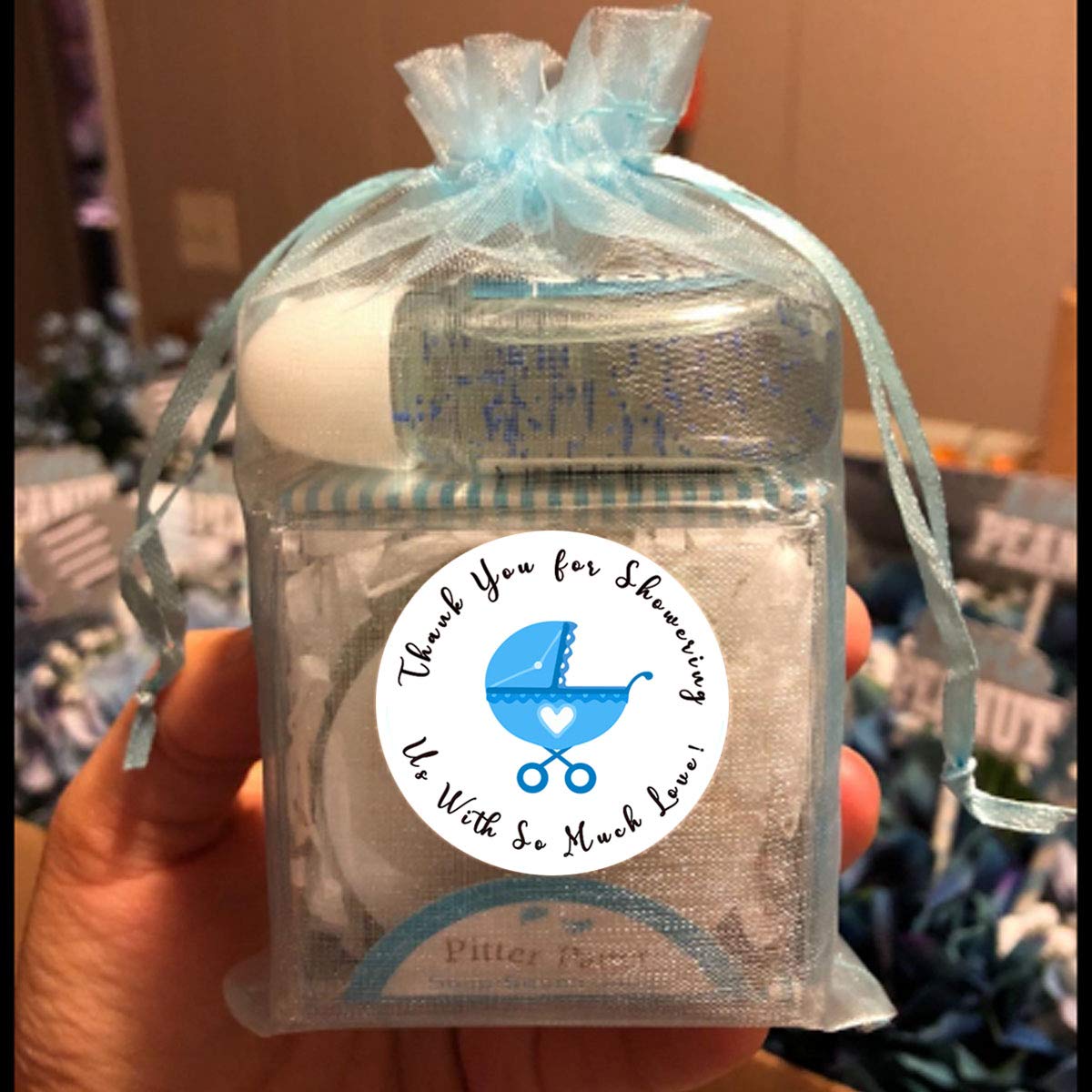 Remarkable Round Baby Shower Stickers,Thank You for Showering US,1.5 Inch Girl Boy & Gender Neutral Round Baby Shower Favor Labels Stickers(Blue 504pcs) (Blue) Blue