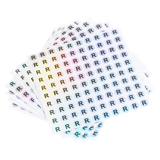 MECCANIXITY Laser Capital Letter Stickers, 3/8" Alphabet R Round Self-Adhesive Reflective Letter Stickers for Inventory, Storage, Organizing,15 Sheets(1500 Stickers) 3/8"