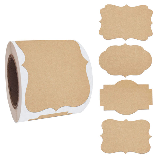 2" x 3" Kraft Label Stickers Writable Gift Labels, 200PCS Self-Adhesive Brown Labels for Essential Oil Bottle, Jars, Food Storage or Gift Decoration Fancy Stickers-03