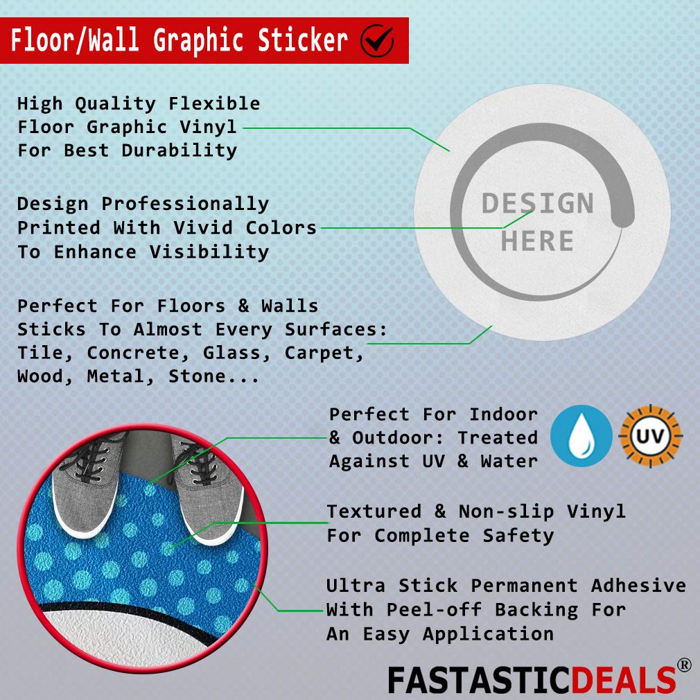 Exit Floor Decals Red Black Anti-Slip Round Shape D Business Industrial Signs Stickers 17Inches Longer Side