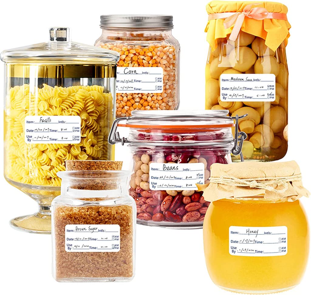 Food Storage Labels,Removale Dissolvable Food Preservation Sticker Label to Glass Plastic Metal Food Containers Jars for Kitchen Restaurant Food Storage Organization(500pcs,2x1) Style-1