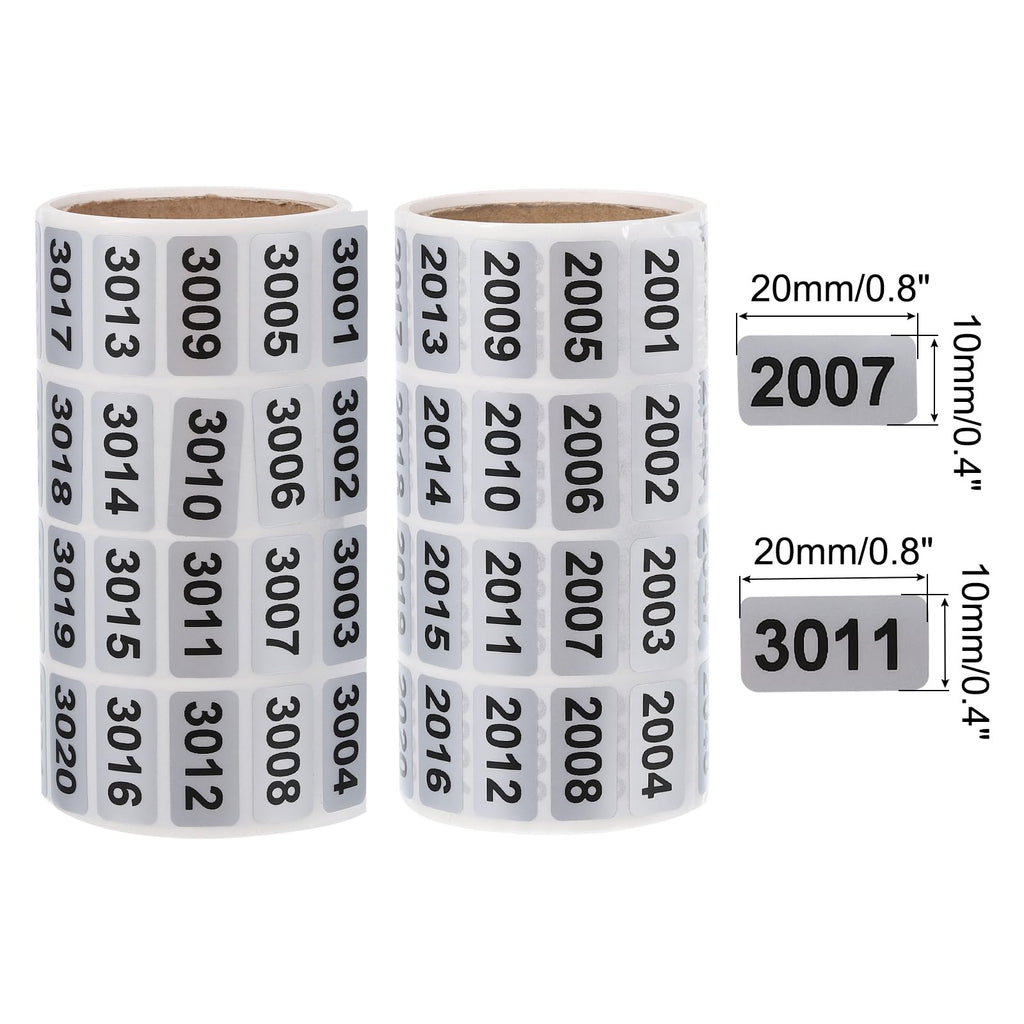 MECCANIXITY 2001 to 3000, 3001 to 4000 Consecutive Number Stickers Inventory Label Black Numbers for Office Warehouse Numbering Classification, Total 2000pcs (Pack of 2)