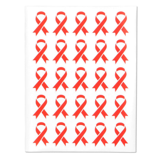 300 Ribbon Labels - Red Ribbon Awareness Stickers - 2 x 1.4 Inch - Say No to Drugs Prevention Fighting Against HIV & AIDS Awareness & Fundraising Heart Disease Stroke Substance Abuse 300 Labels